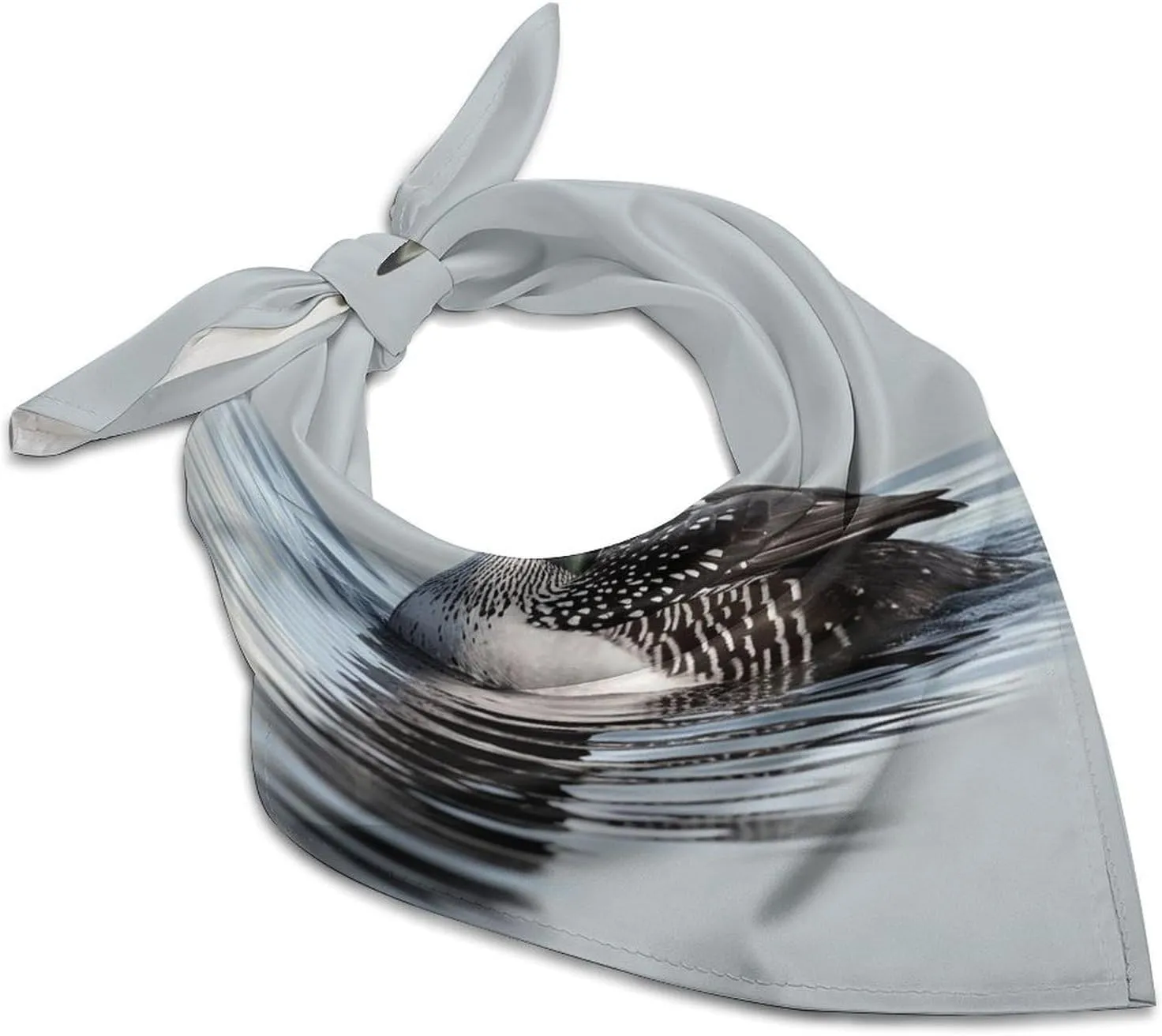 Loon Nature Bird Silk Scarf Fashion Satin Head Scarf Lightweight Head Scarves for Neck Silk Scarves for Women Men Boho Hair Wrap Sleeping Kerchief Bandanas Pocket Square 18" X 18"
