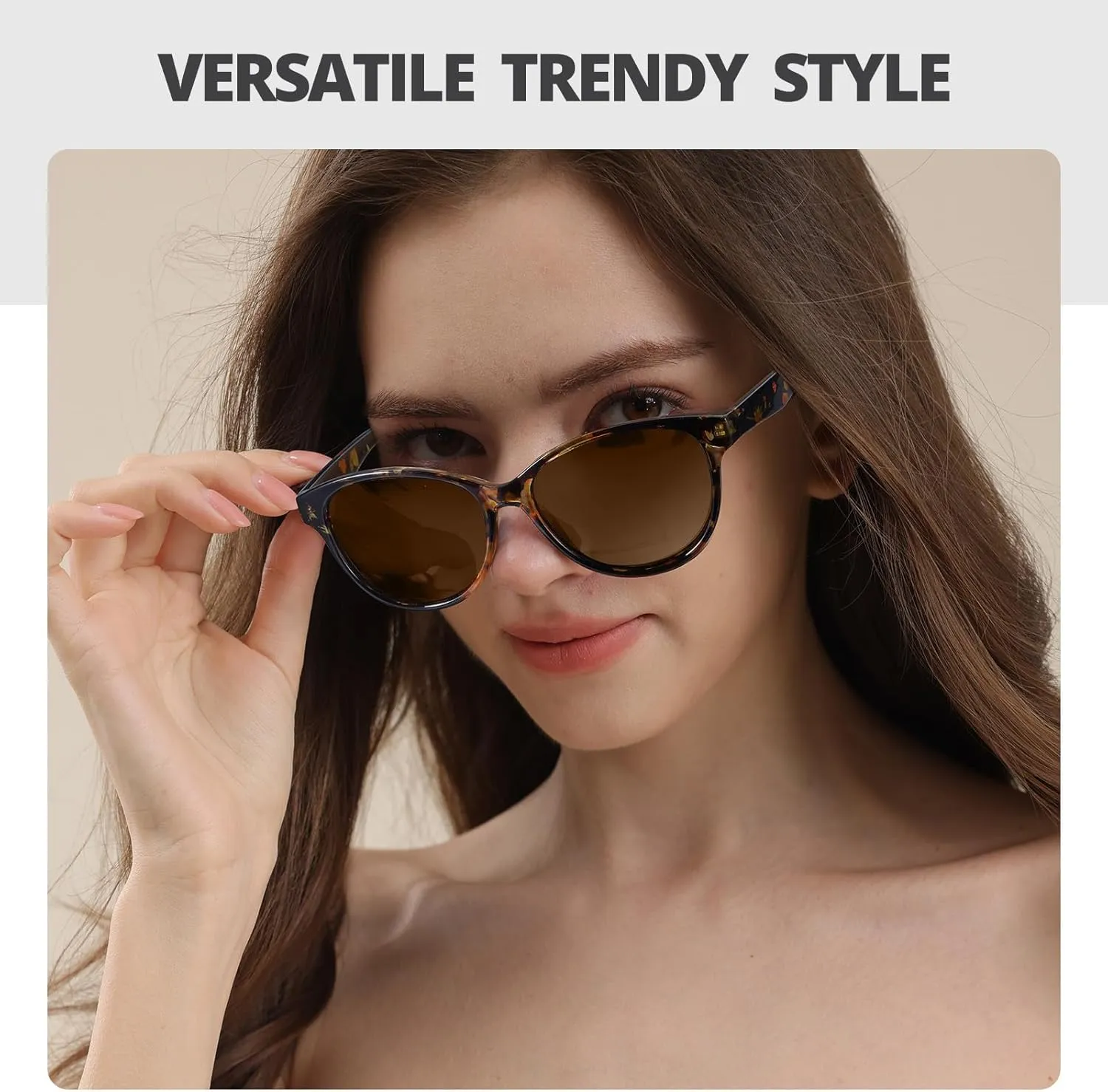 LVIOE Polarized Cat Eye Sunglasses for Women Trendy Classic Retro Shades with UV400 Protection for Driving Fishing LS8091