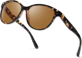 LVIOE Polarized Cat Eye Sunglasses for Women Trendy Classic Retro Shades with UV400 Protection for Driving Fishing LS8091