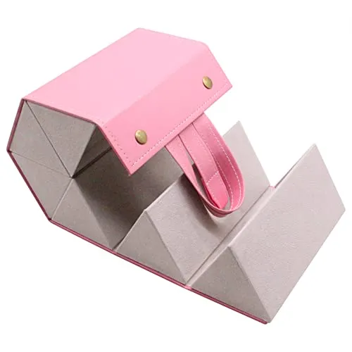 MAFENLY Five sunglasses storage box, 5 sockets pu foldable glasses display box (6pack XXL PINK)