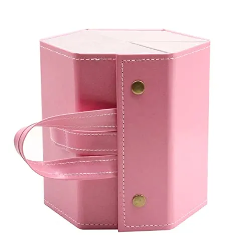 MAFENLY Five sunglasses storage box, 5 sockets pu foldable glasses display box (6pack XXL PINK)