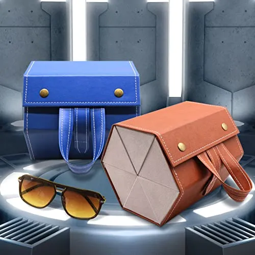 MAFENLY Five sunglasses storage box, 5 sockets pu foldable glasses display box (6pack XXL PINK)