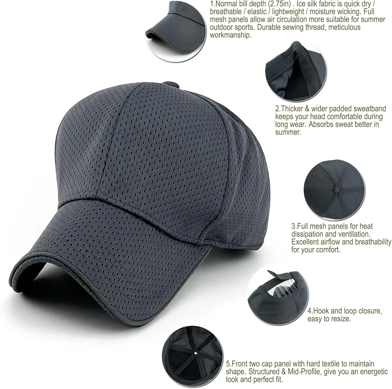 Mens Full Mesh Summer Breathable Running Baseball Hat Quick Dry Womens Moisture Wicking Outdoor Sports Cap