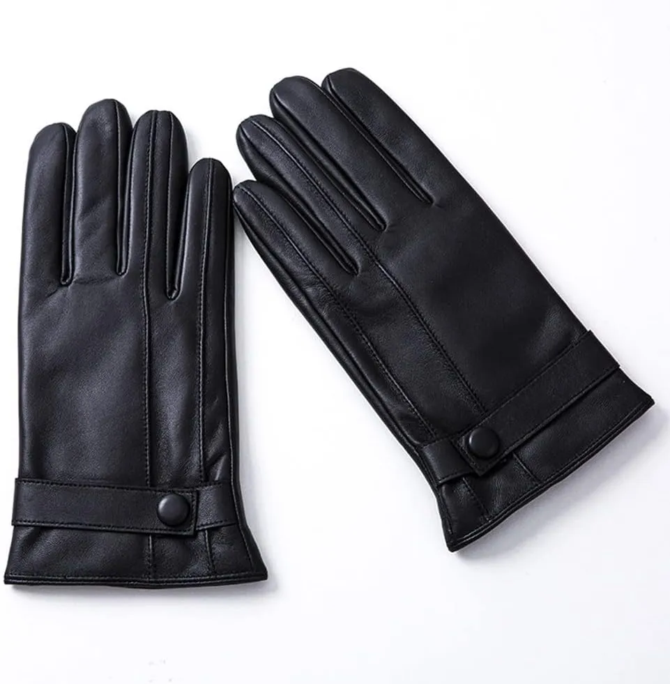 Men's Leather Wool Gloves Outdoor Driving Riding BusinessWarm Cue Gloves