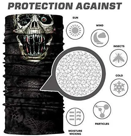 MIRKOO Microfiber Polyester Multifunctional Seamless Multifunctional UV Headwear motorcycle face cover Magic Scarf Neck Gaiter for Motorcycling Hiking Cycling Ski Snowboard face mask(888)