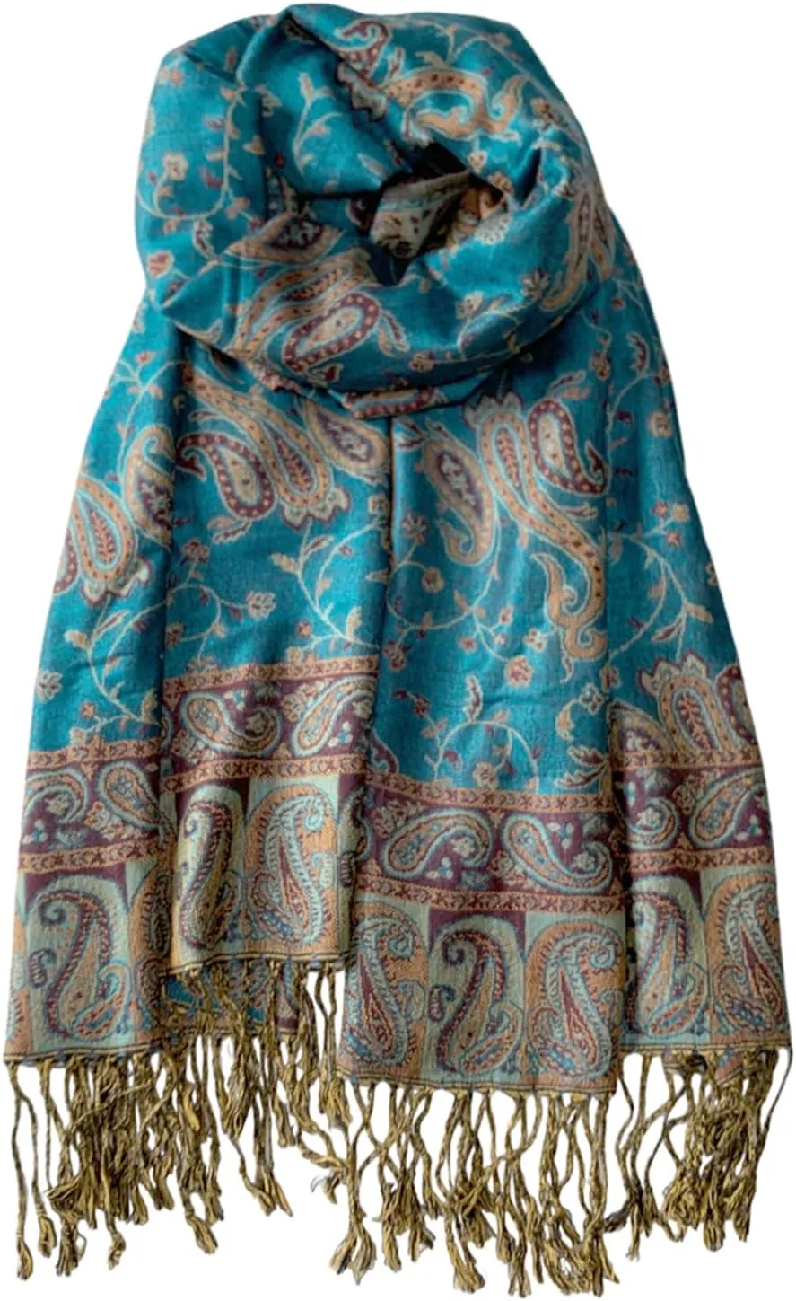 Pashmina Scarf for Women Shawls and Wraps Reversible Paisley Vintage Jacquard Soft Silky Rave Scarves Men