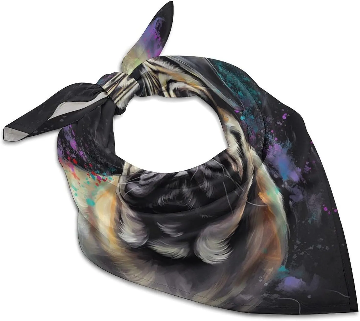 Portrait Of Pug Silk Scarf Fashion Satin Head Scarf Lightweight Head Scarves for Neck Silk Scarves for Women Men Boho Hair Wrap Sleeping Kerchief Bandanas Pocket Square 25" X 25"