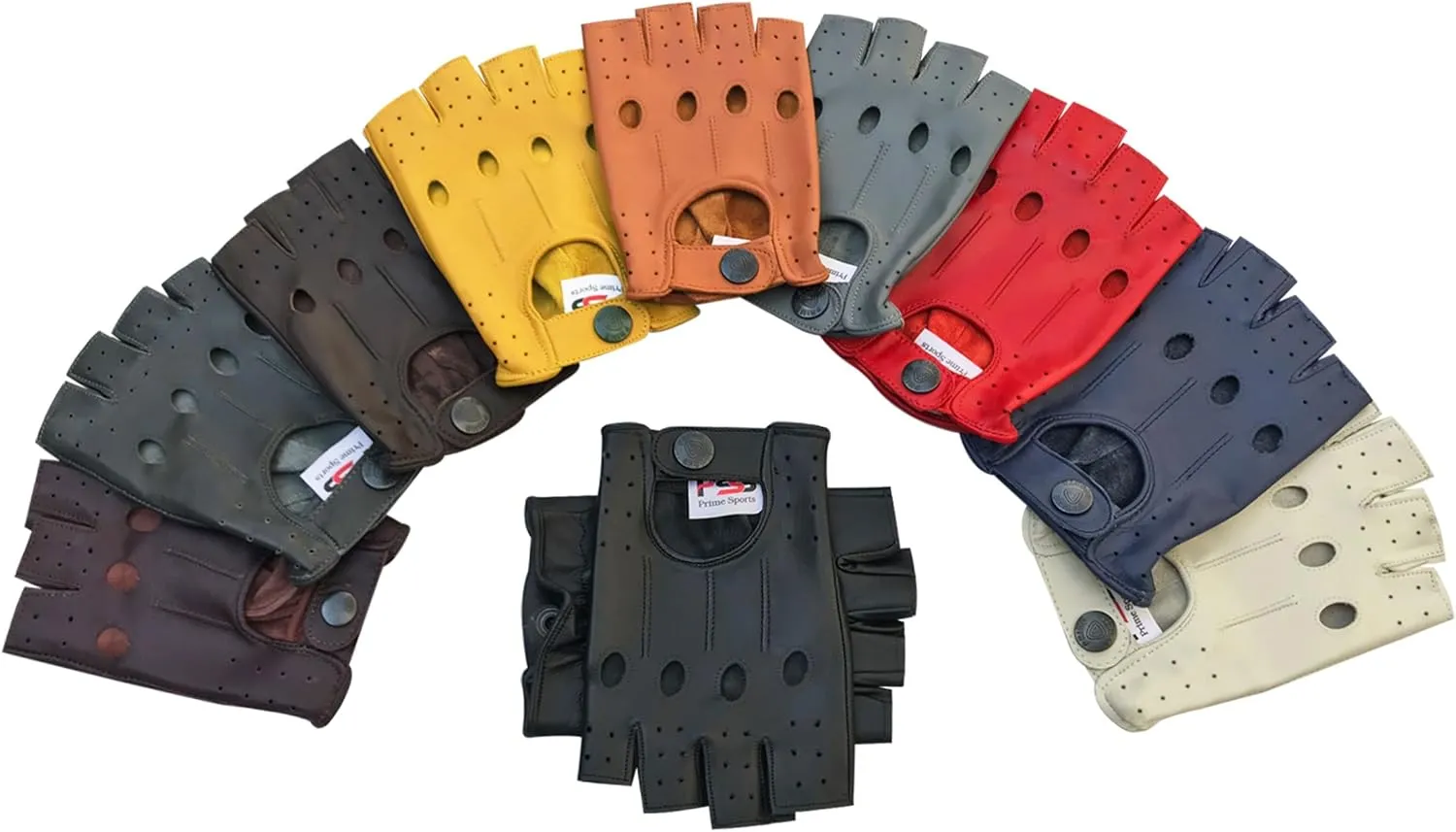 Prime Fingerless Driving Gloves Soft Cow Napp Leather Weight Lifting Gloves 309 (Elephant Grey, S)