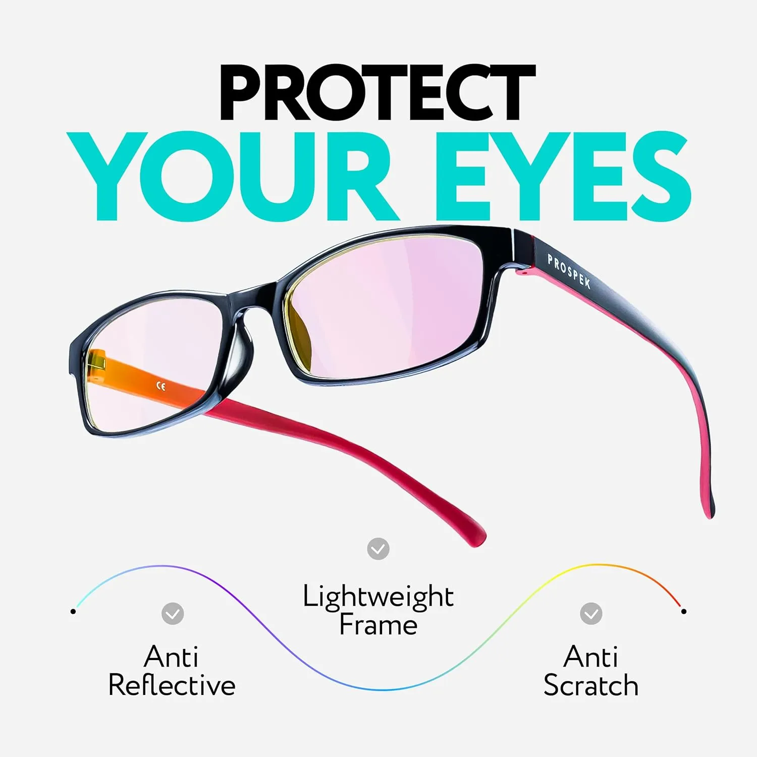 Prospek Blue Light Glasses for Woman and Men – Superior 99% Blue Light Blocking Computer Glasses, Anti-Glare Bluelight Reading Glasses, Regular, No Magnification