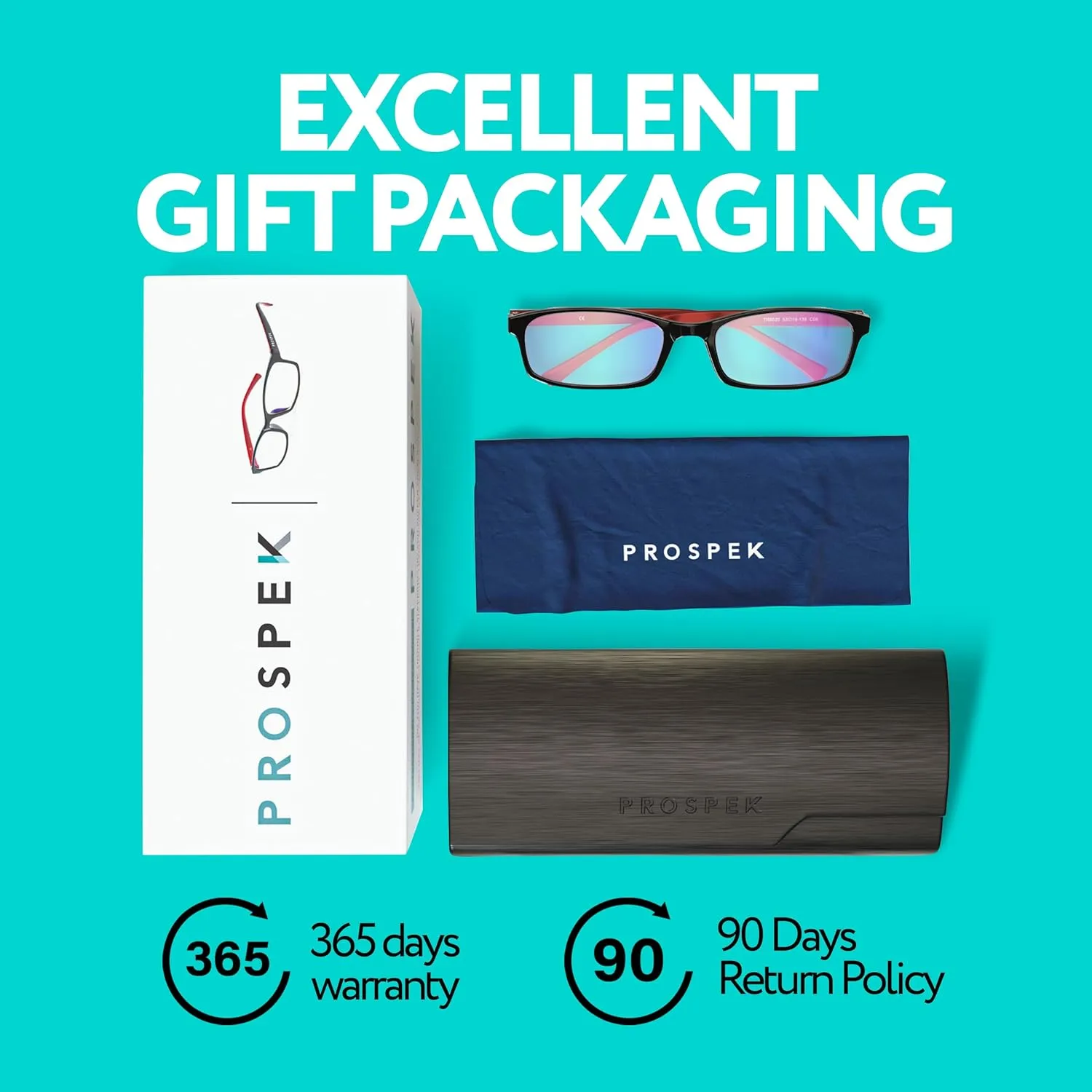 Prospek Blue Light Glasses for Woman and Men – Superior 99% Blue Light Blocking Computer Glasses, Anti-Glare Bluelight Reading Glasses, Regular, No Magnification