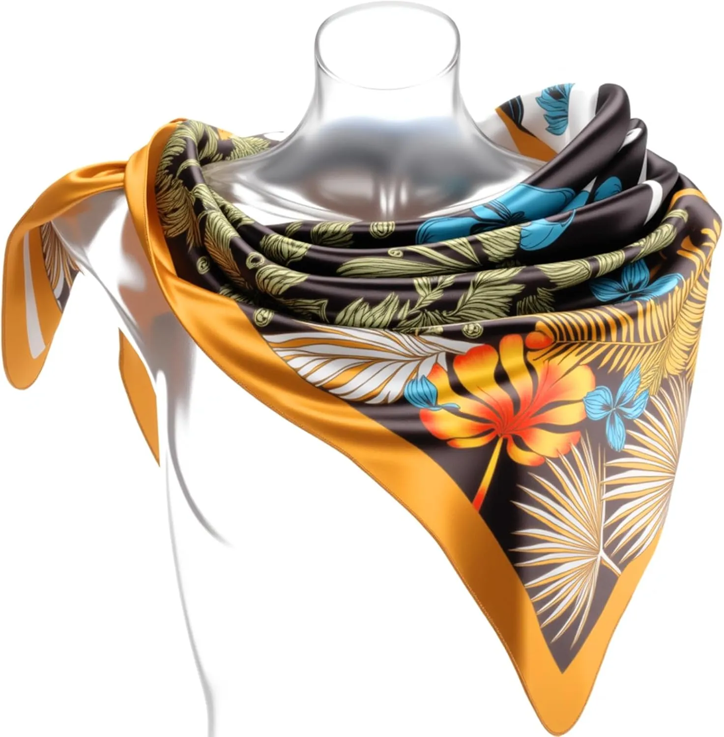 SATINIOR 35 Inch Silky Head Scarf 2 Pcs Large Square Neck Scarf Sleeping Hair Wrapping Satin Bandana for Women