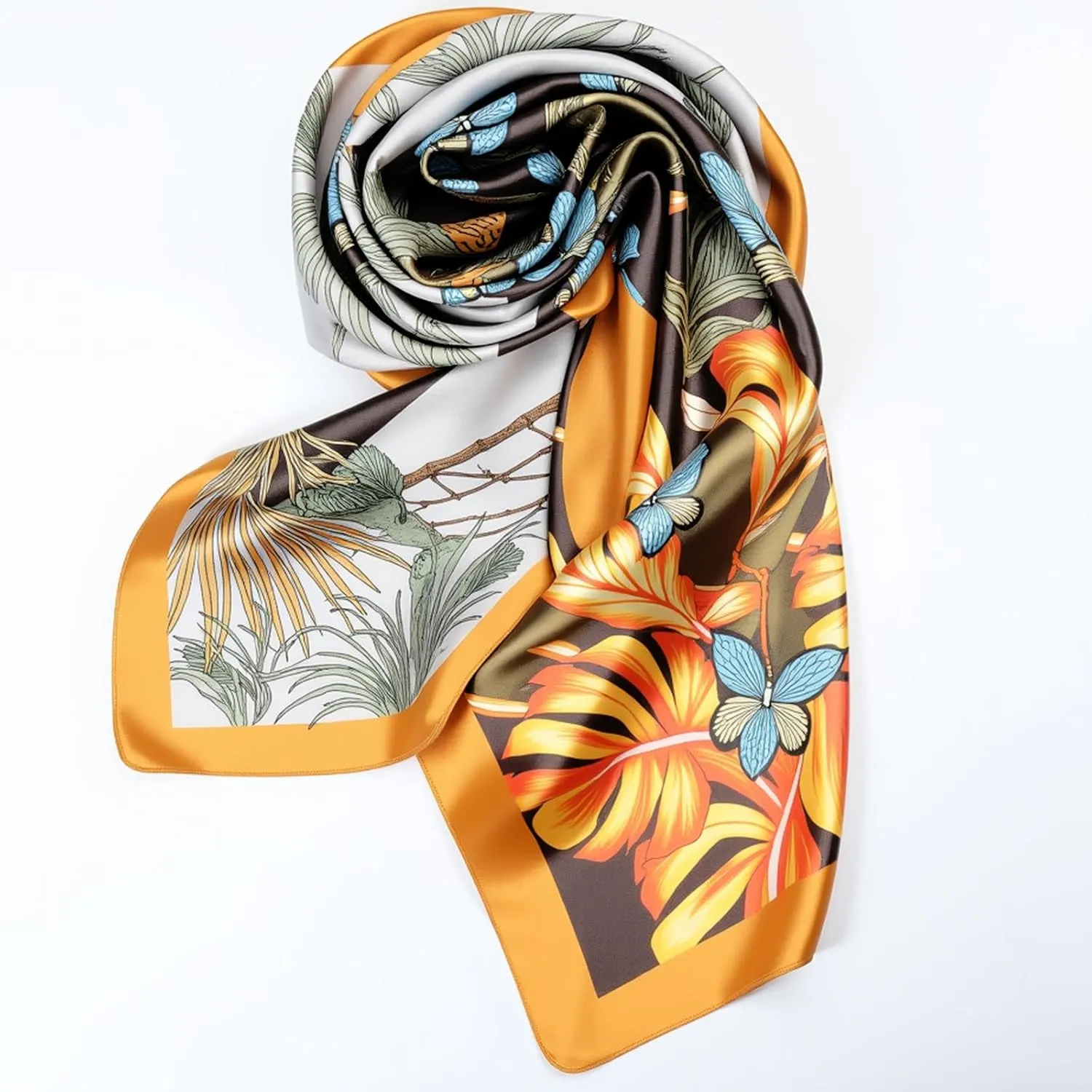 SATINIOR 35 Inch Silky Head Scarf 2 Pcs Large Square Neck Scarf Sleeping Hair Wrapping Satin Bandana for Women