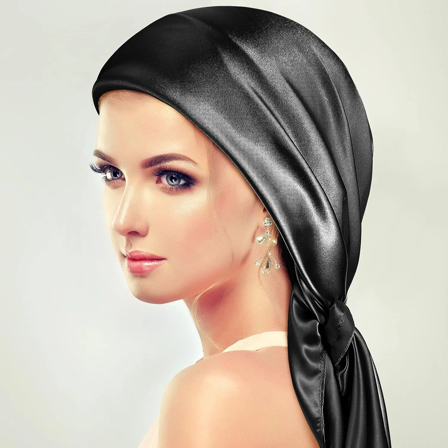SATINIOR 35 Inch Silky Head Scarf 2 Pcs Large Square Neck Scarf Sleeping Hair Wrapping Satin Bandana for Women