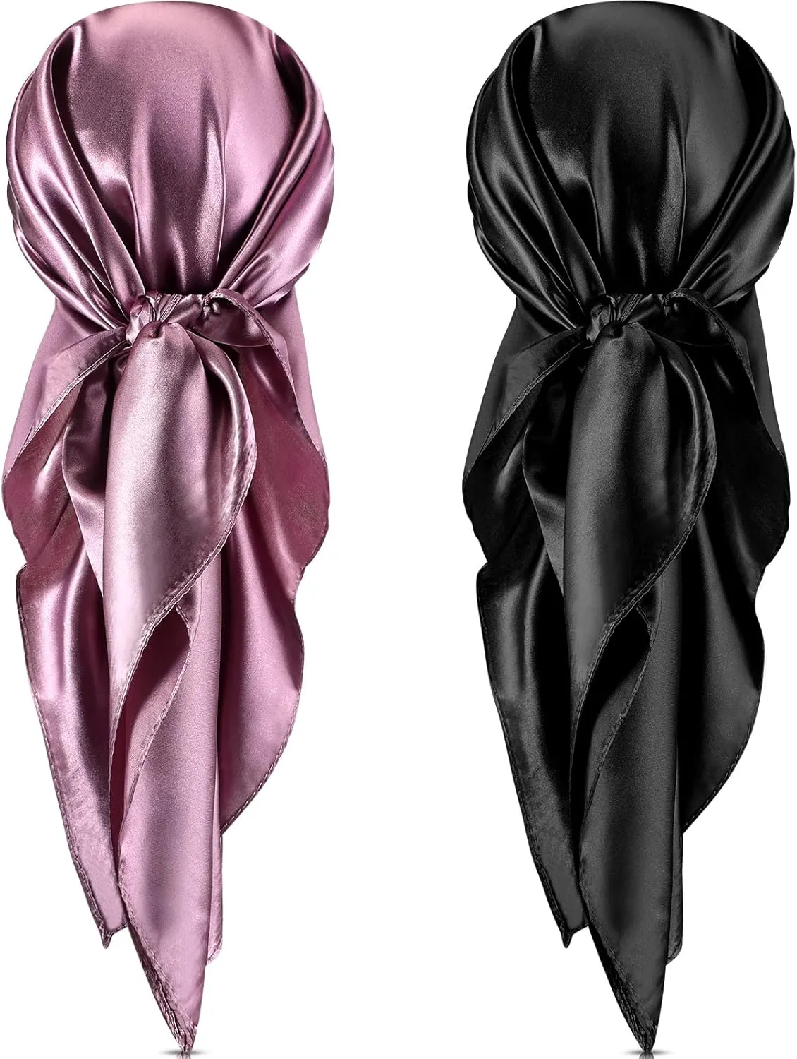SATINIOR 35 Inch Silky Head Scarf 2 Pcs Large Square Neck Scarf Sleeping Hair Wrapping Satin Bandana for Women
