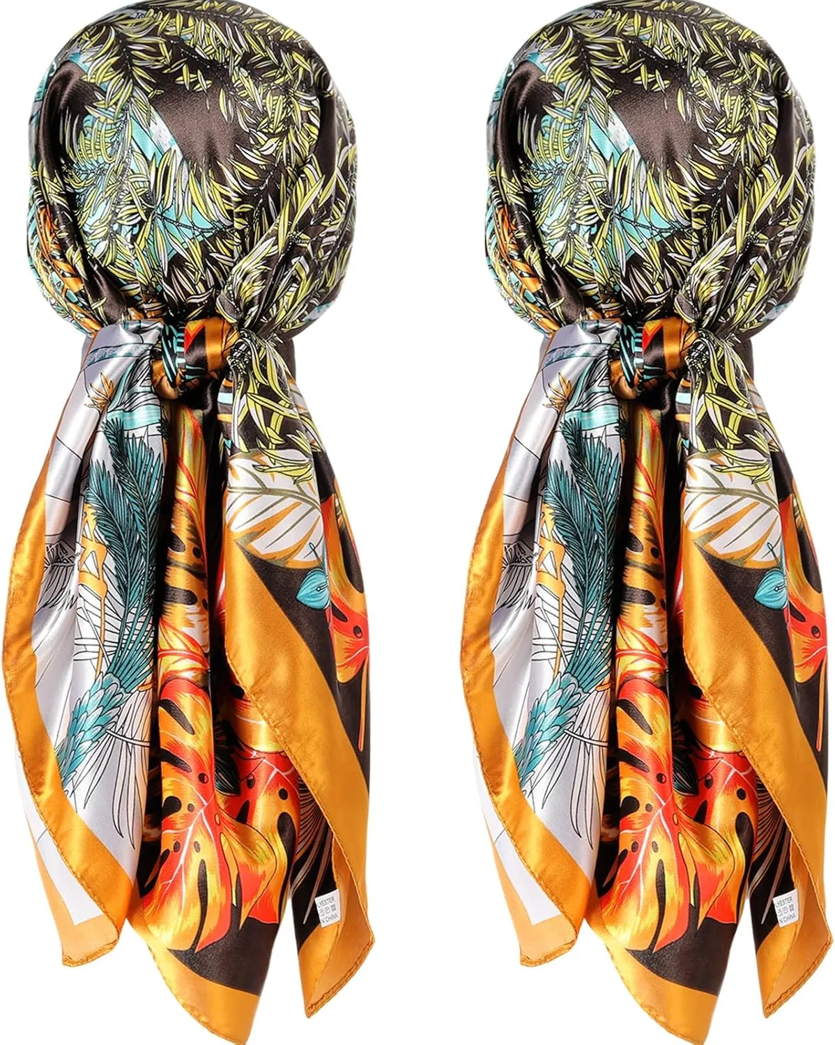 SATINIOR 35 Inch Silky Head Scarf 2 Pcs Large Square Neck Scarf Sleeping Hair Wrapping Satin Bandana for Women