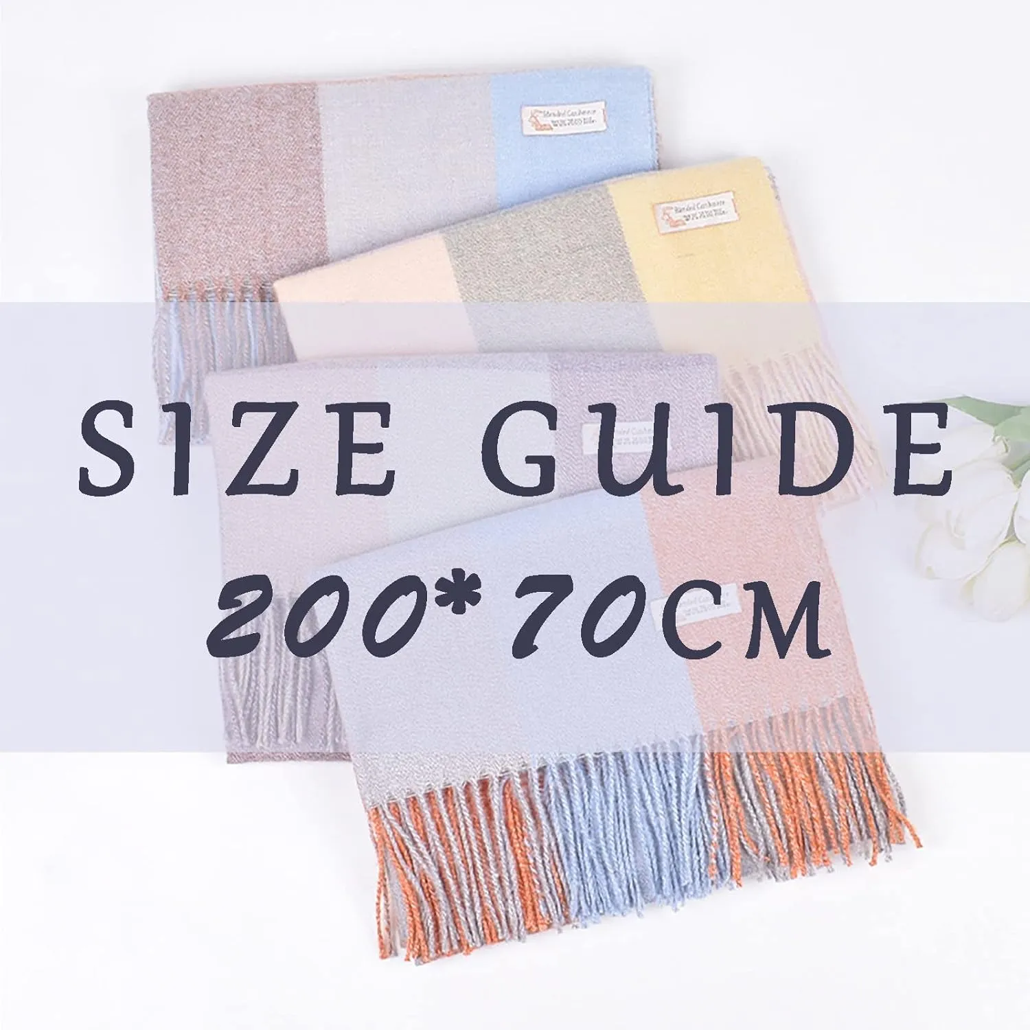 Scarf for Women Women'S Autumn And Winter Solid Color Shawl Scarf Thickening Warm Fringe Scarf Large Warm Soft Scarves