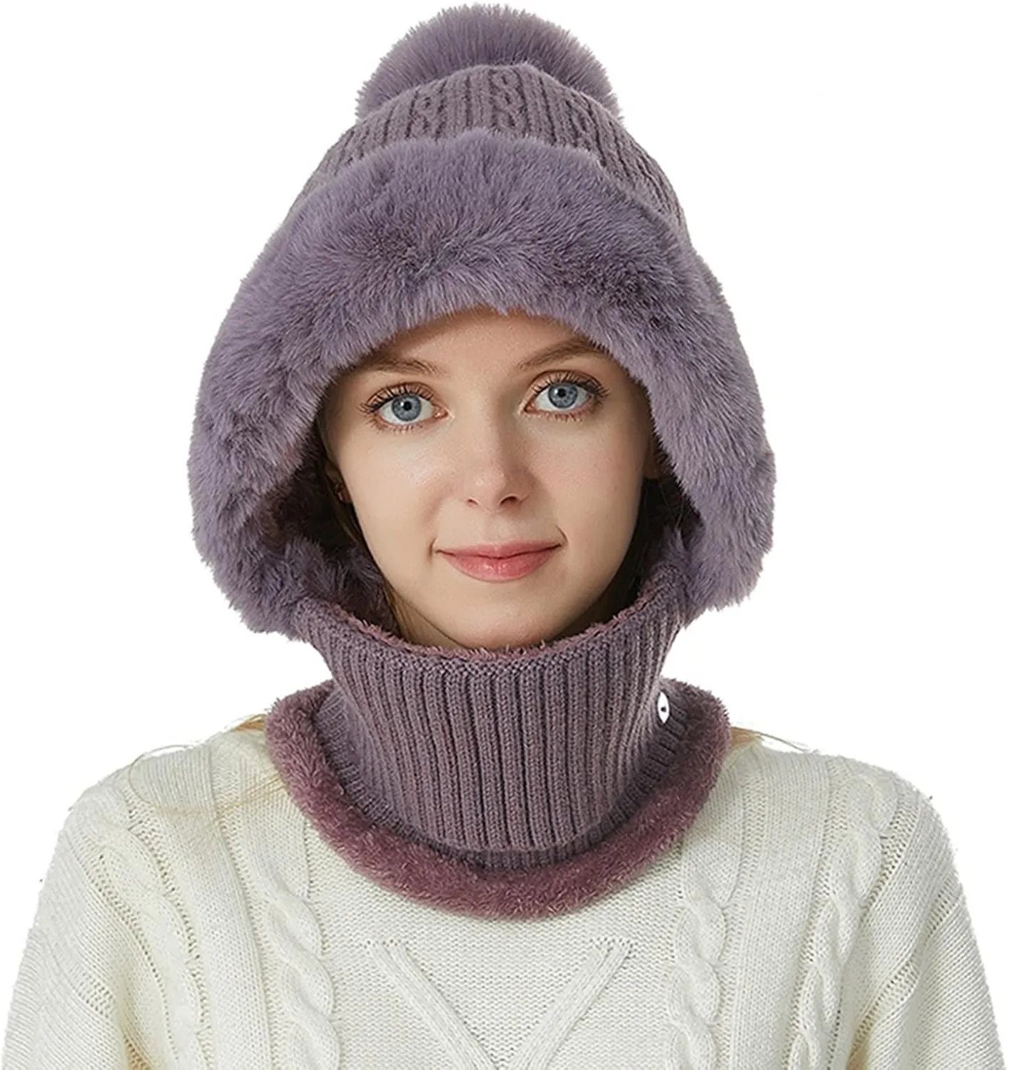 Ski Cap for Men and Women Windproof Winter Cap Neck Warmer Winter Hats Scarf Set Neck Warmer Warm Soft Hat