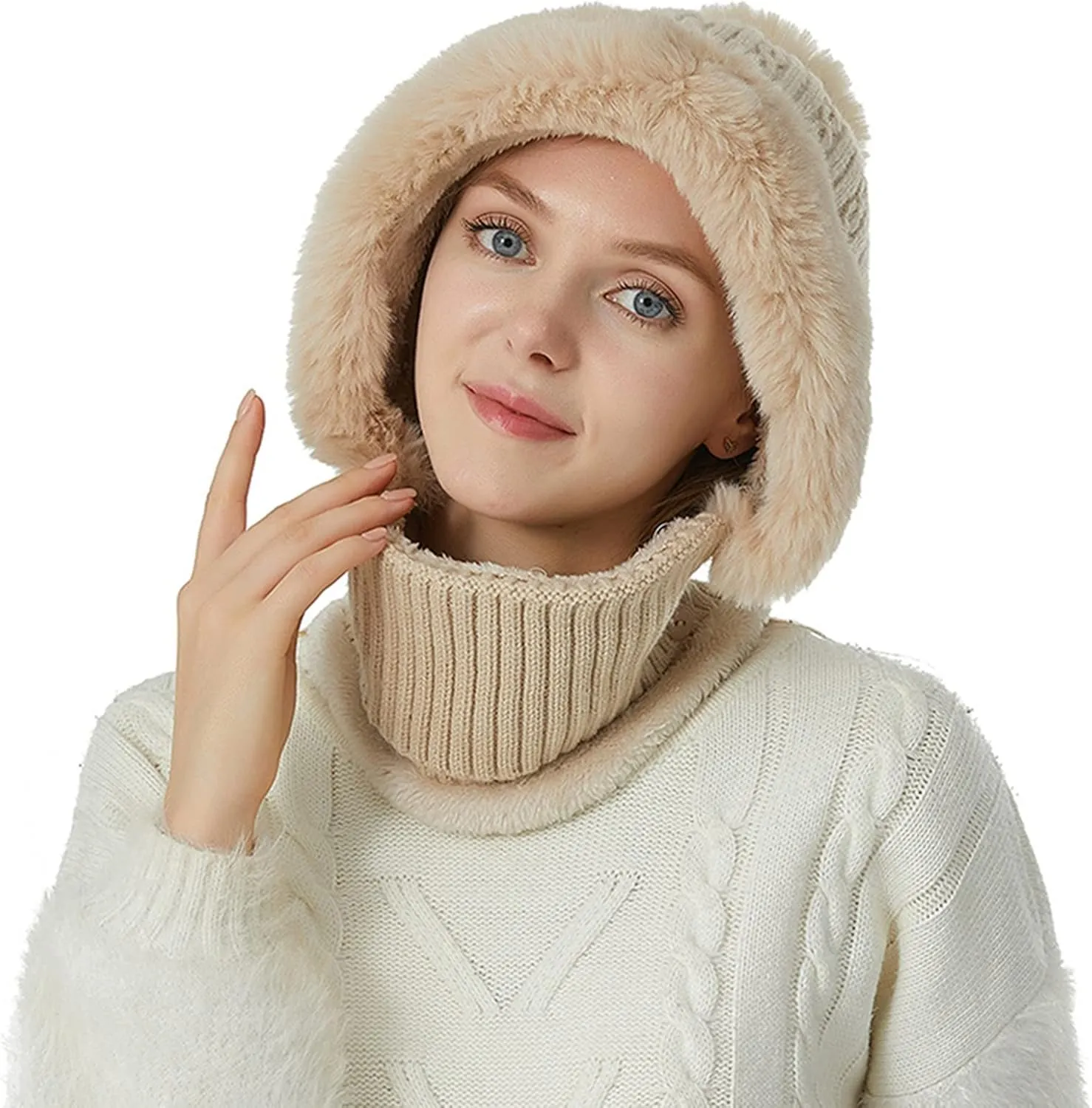 Ski Cap for Men and Women Windproof Winter Cap Neck Warmer Winter Hats Scarf Set Neck Warmer Warm Soft Hat