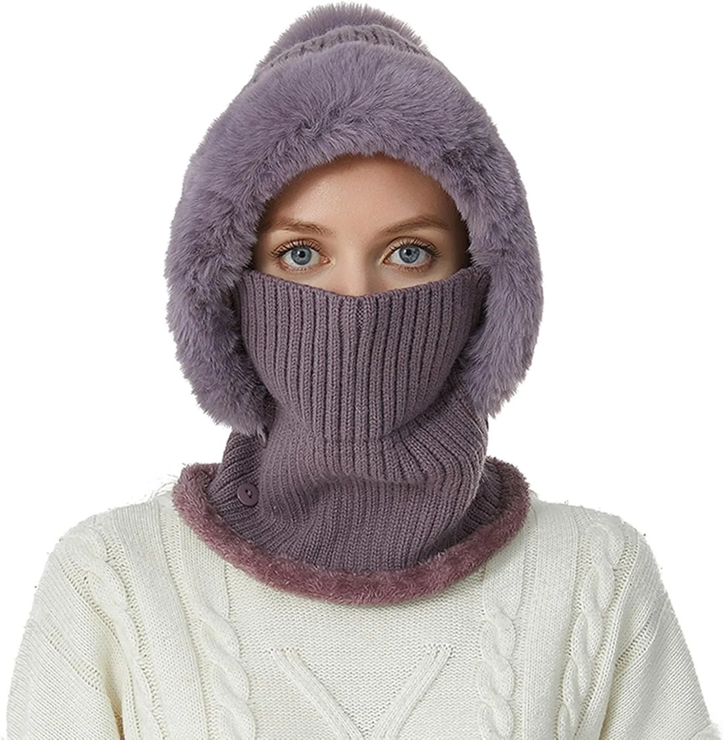 Ski Cap for Men and Women Windproof Winter Cap Neck Warmer Winter Hats Scarf Set Neck Warmer Warm Soft Hat