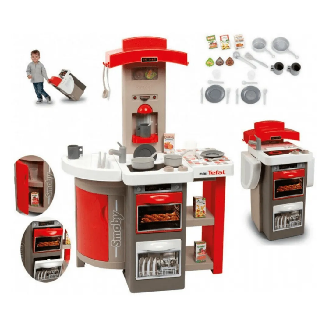 Smoby Tefal Opencook Compact Play Kitchen - Realistic Sounds, 22 Accessories for Imaginative Play