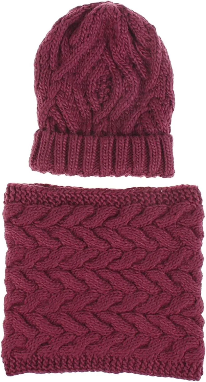 Soft Slouchy Cap and Scarf Set Hat for Men and Women Winter Knit Hat Neck Warmer Scarf Set Winter Knitted Hat Scarf Set