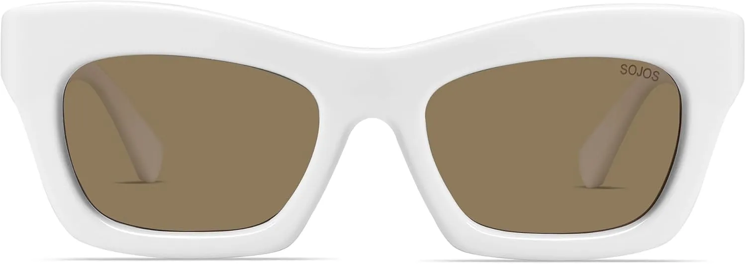 SOJOS Trendy Cat Eye Polarized Sunglasses for Women Men Retro Chunky Designer Sunnies SJ2339