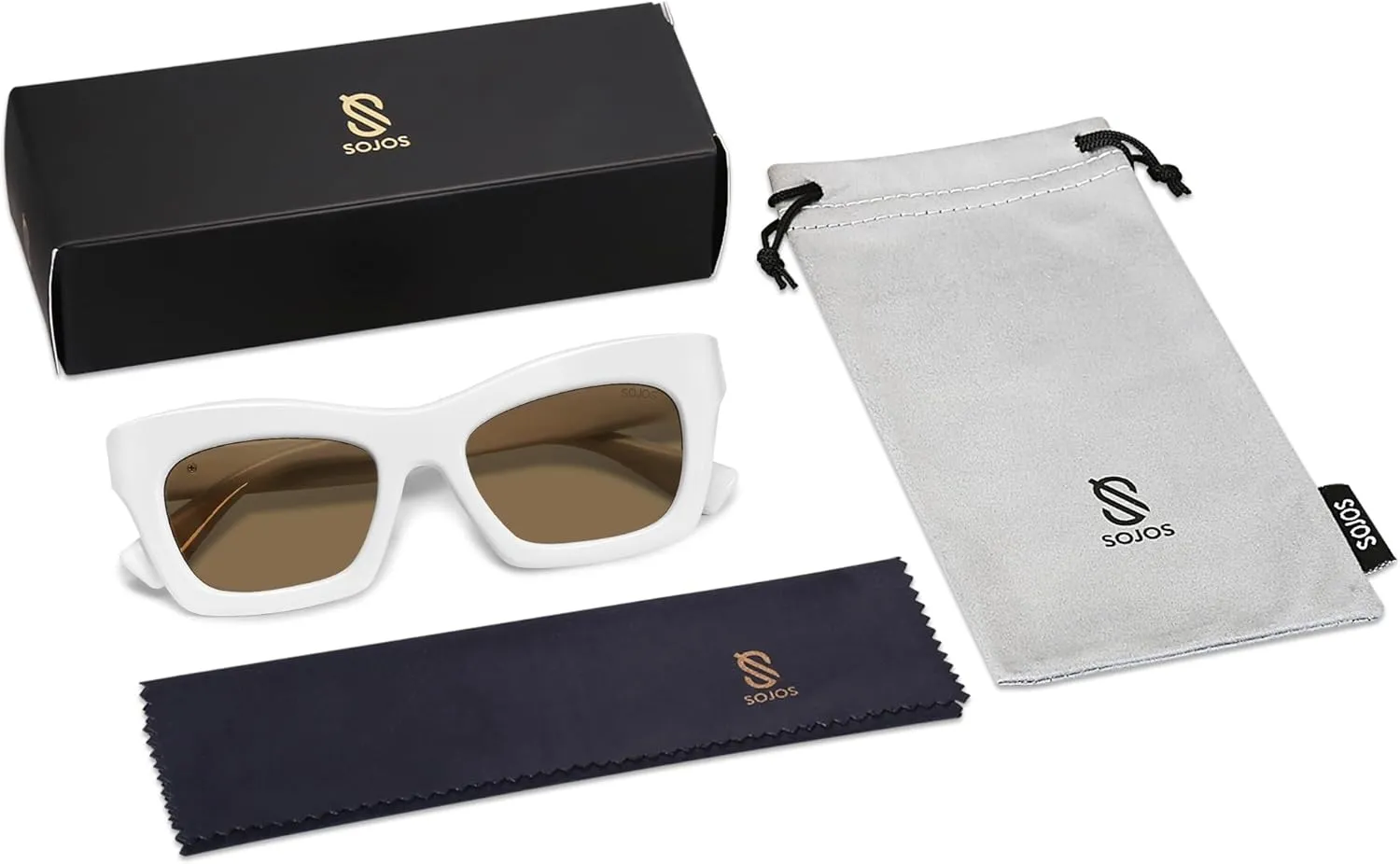 SOJOS Trendy Cat Eye Polarized Sunglasses for Women Men Retro Chunky Designer Sunnies SJ2339