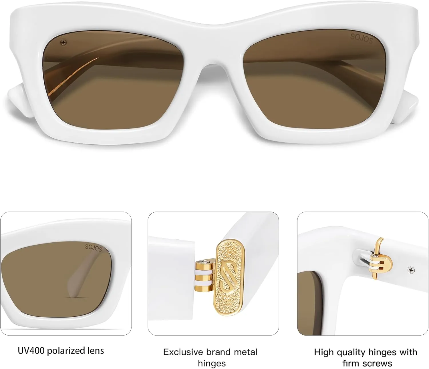 SOJOS Trendy Cat Eye Polarized Sunglasses for Women Men Retro Chunky Designer Sunnies SJ2339