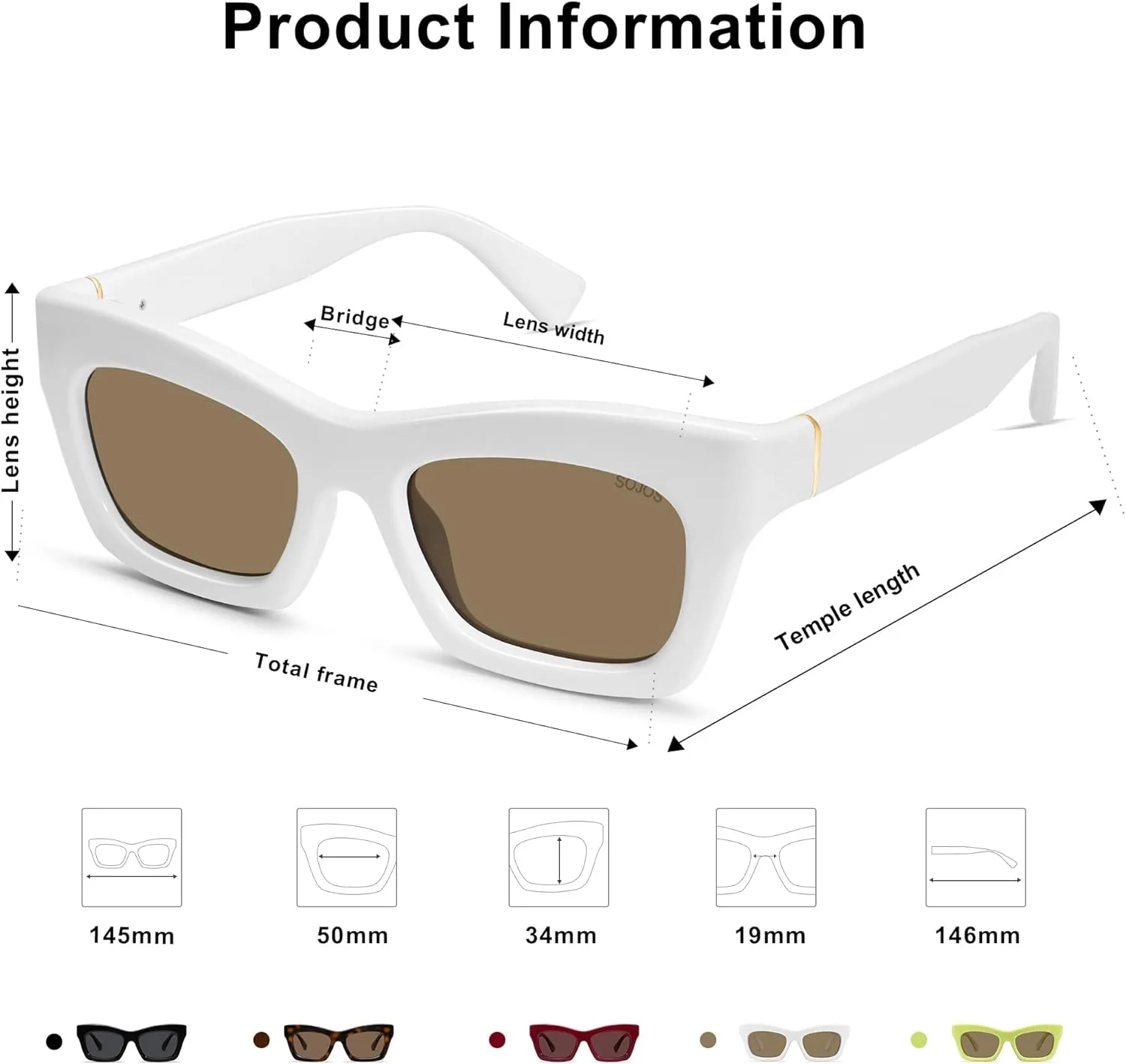 SOJOS Trendy Cat Eye Polarized Sunglasses for Women Men Retro Chunky Designer Sunnies SJ2339