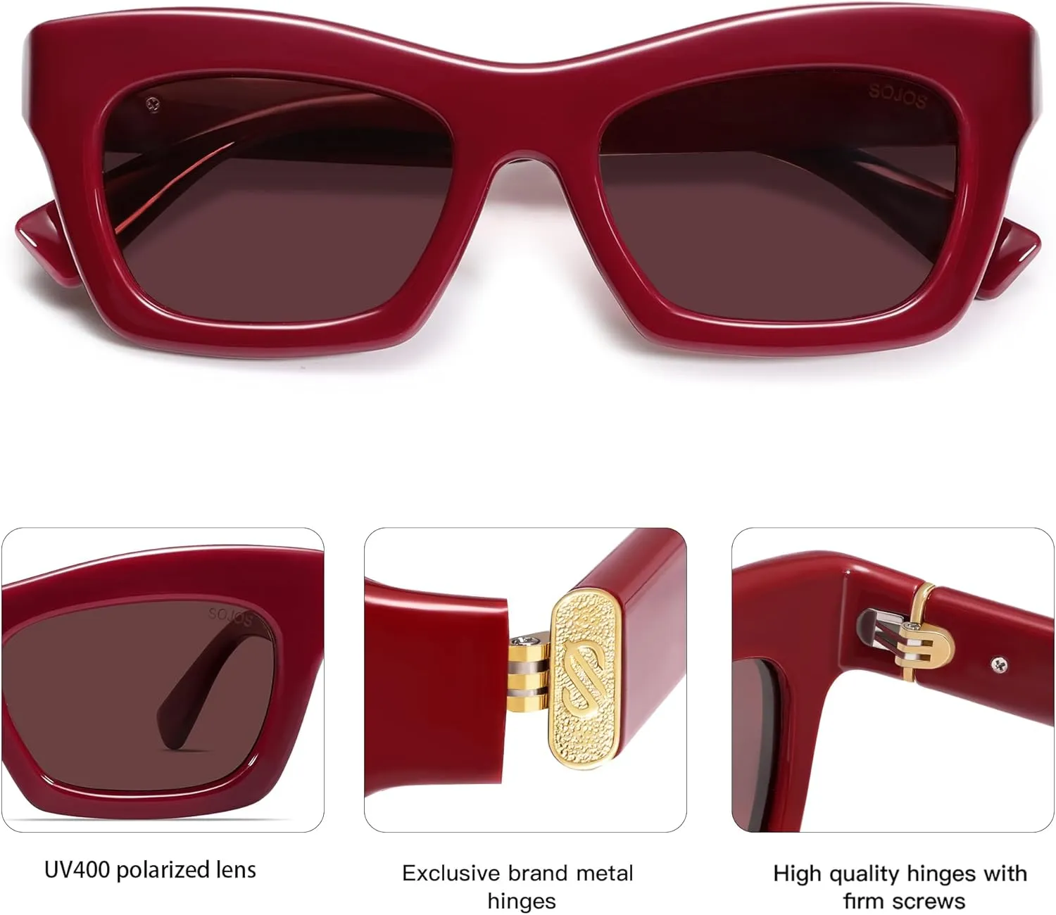 SOJOS Trendy Cat Eye Polarized Sunglasses for Women Men Retro Chunky Designer Sunnies SJ2339