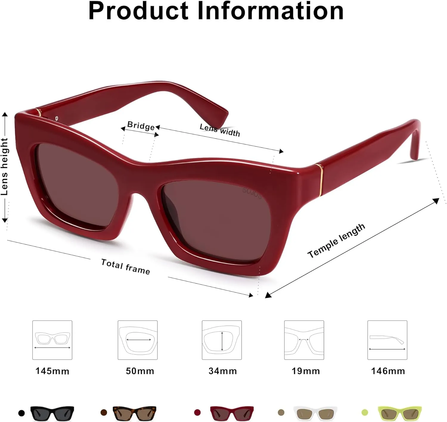 SOJOS Trendy Cat Eye Polarized Sunglasses for Women Men Retro Chunky Designer Sunnies SJ2339
