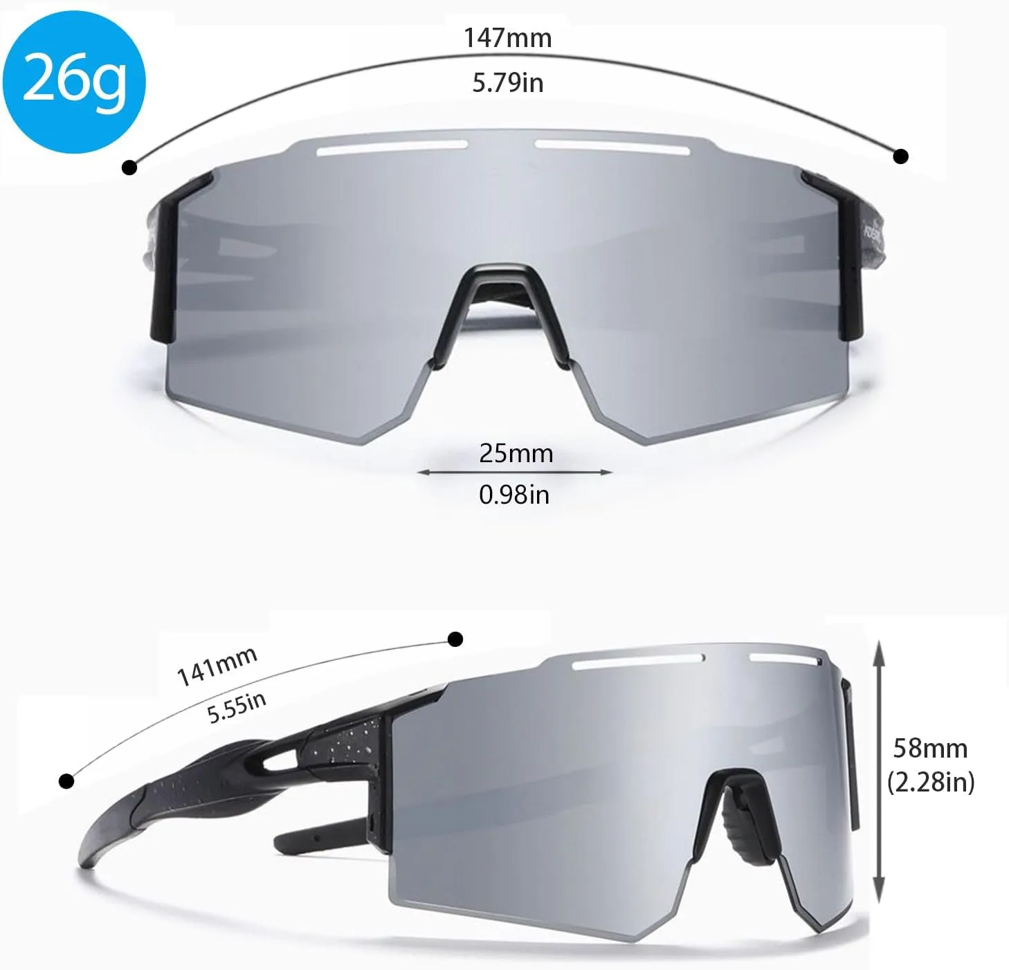 Sports Polarized Sunglasses for Men and Women, UV 400 TR90 Protection Sunglasses for Cycling, Skiing, Driving