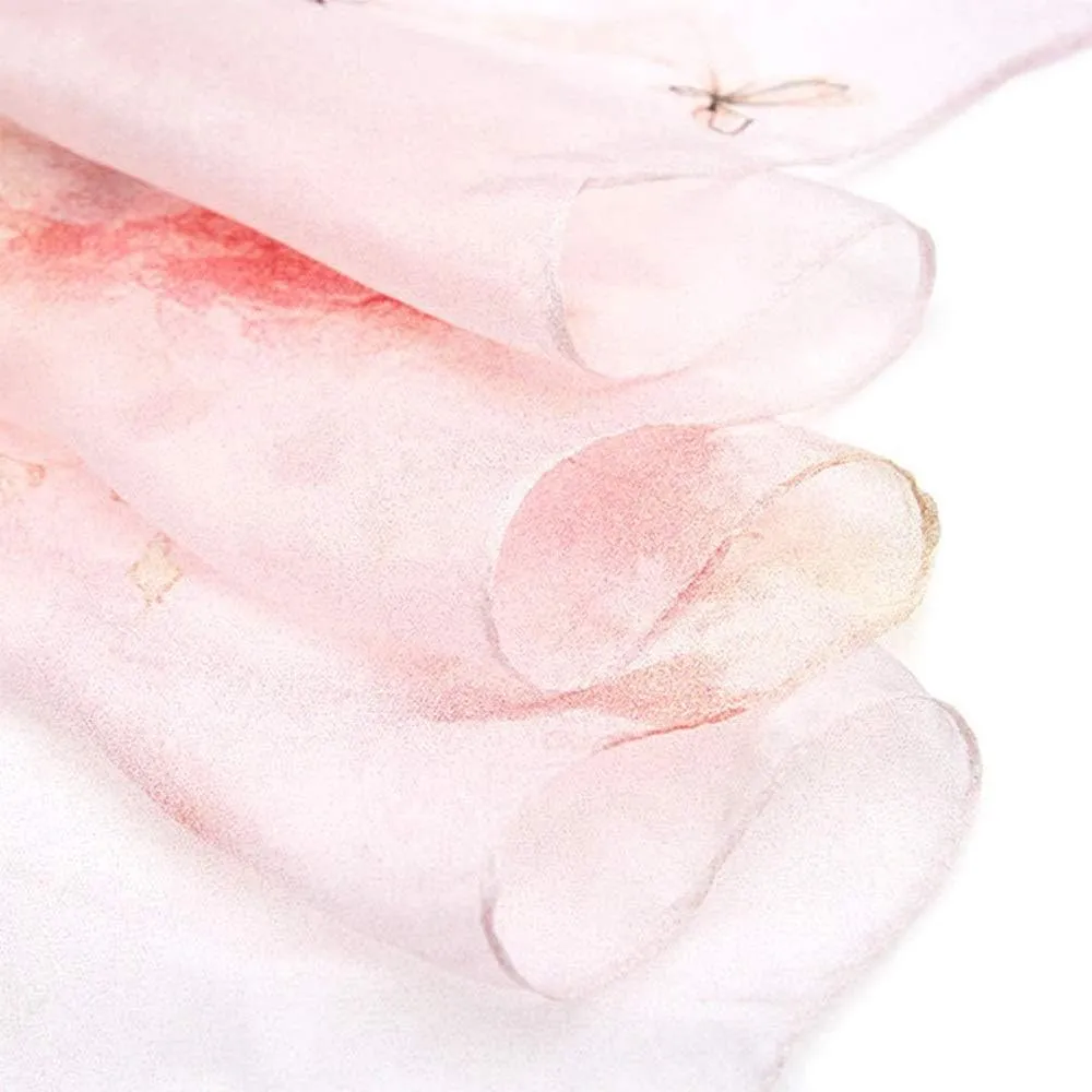 Square Large Neck Scarf Lightweight Silk Scarf Ladies Digital Printed Silk Scarf Breathable Chiffon Shawl Soft, 175x110CM, Pink