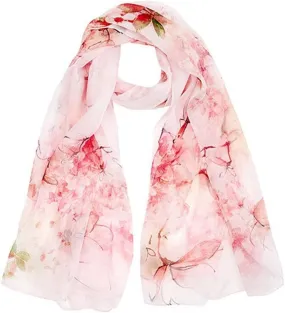 Square Large Neck Scarf Lightweight Silk Scarf Ladies Digital Printed Silk Scarf Breathable Chiffon Shawl Soft, 175x110CM, Pink