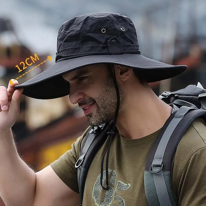 Summer Sun Protection Hat for Men and Quick Dry Fishing Hat Wide Brim Outdoor Hiking Cap for Camping and Sun Protection