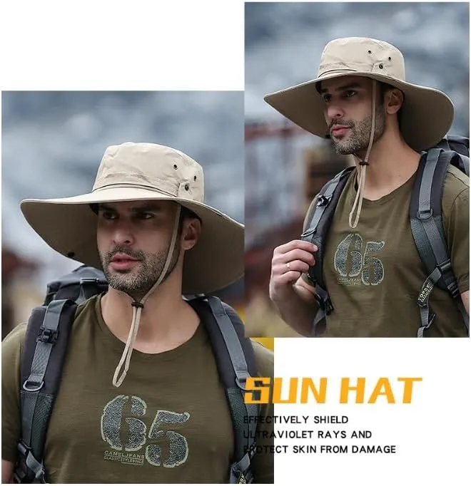 Summer Sun Protection Hat for Men and Quick Dry Fishing Hat Wide Brim Outdoor Hiking Cap for Camping and Sun Protection