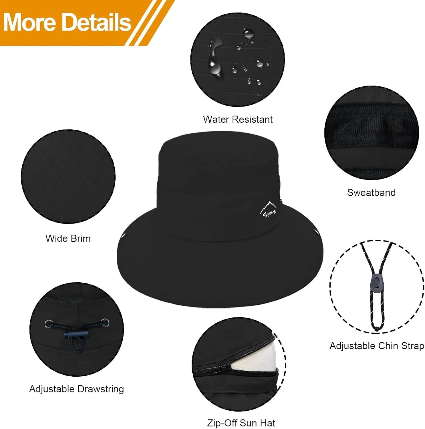 Sun Hats for Women UV Protection Fishing Hat Wide Brim Safari Hats 2 in 1 Zip-Off Sun Visor Hats UPF 50 