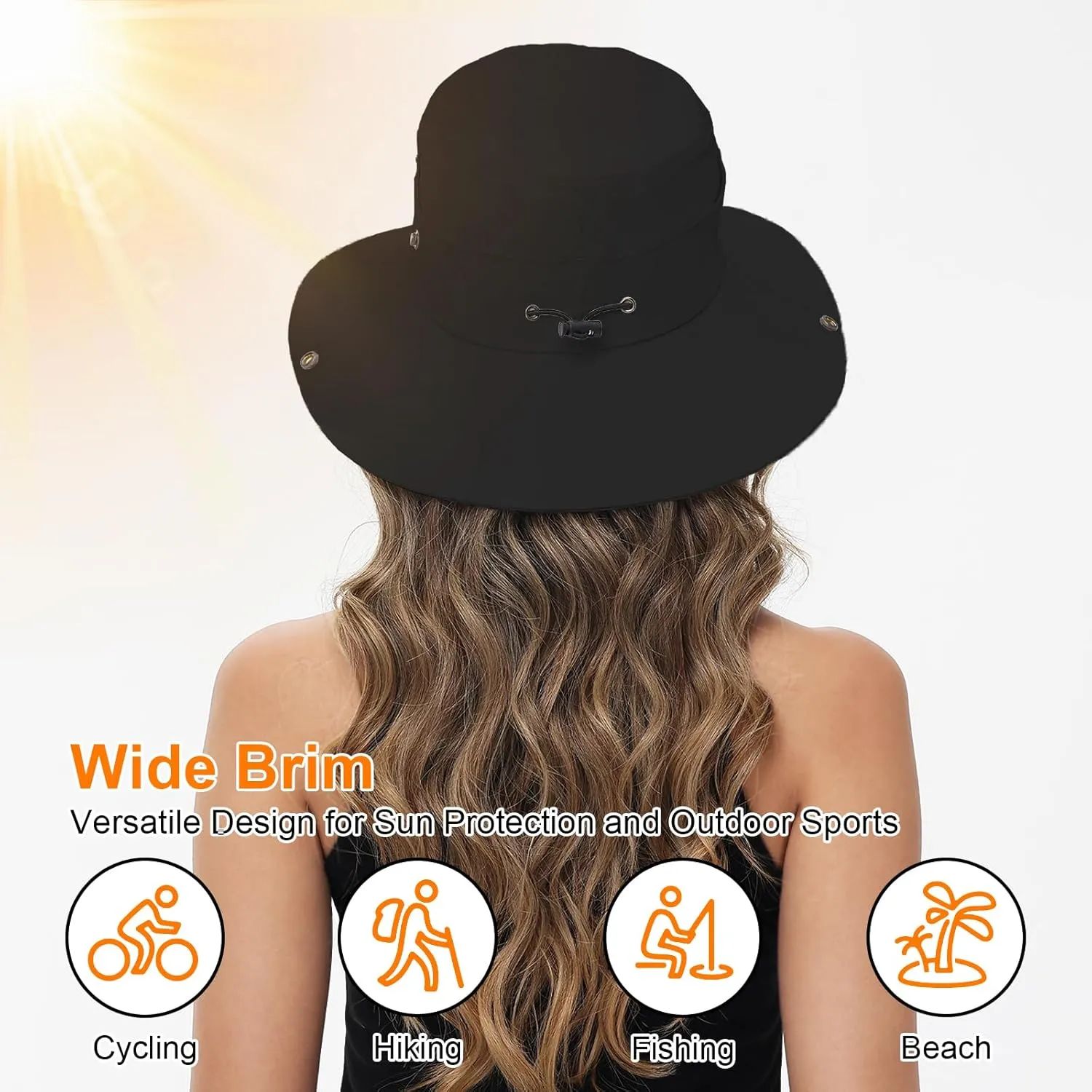 Sun Hats for Women UV Protection Fishing Hat Wide Brim Safari Hats 2 in 1 Zip-Off Sun Visor Hats UPF 50 