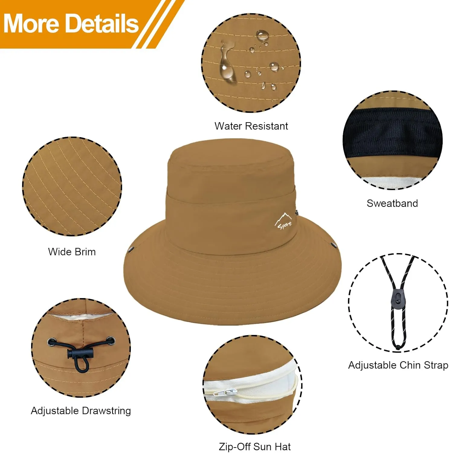 Sun Hats for Women UV Protection Fishing Hat Wide Brim Safari Hats 2 in 1 Zip-Off Sun Visor Hats UPF 50 