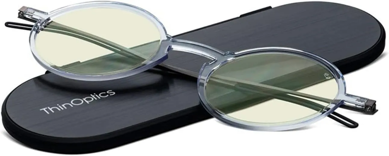 ThinOptics unisex-adult Manhattan Blue Light Blocker Reading Glasses   Milano Case