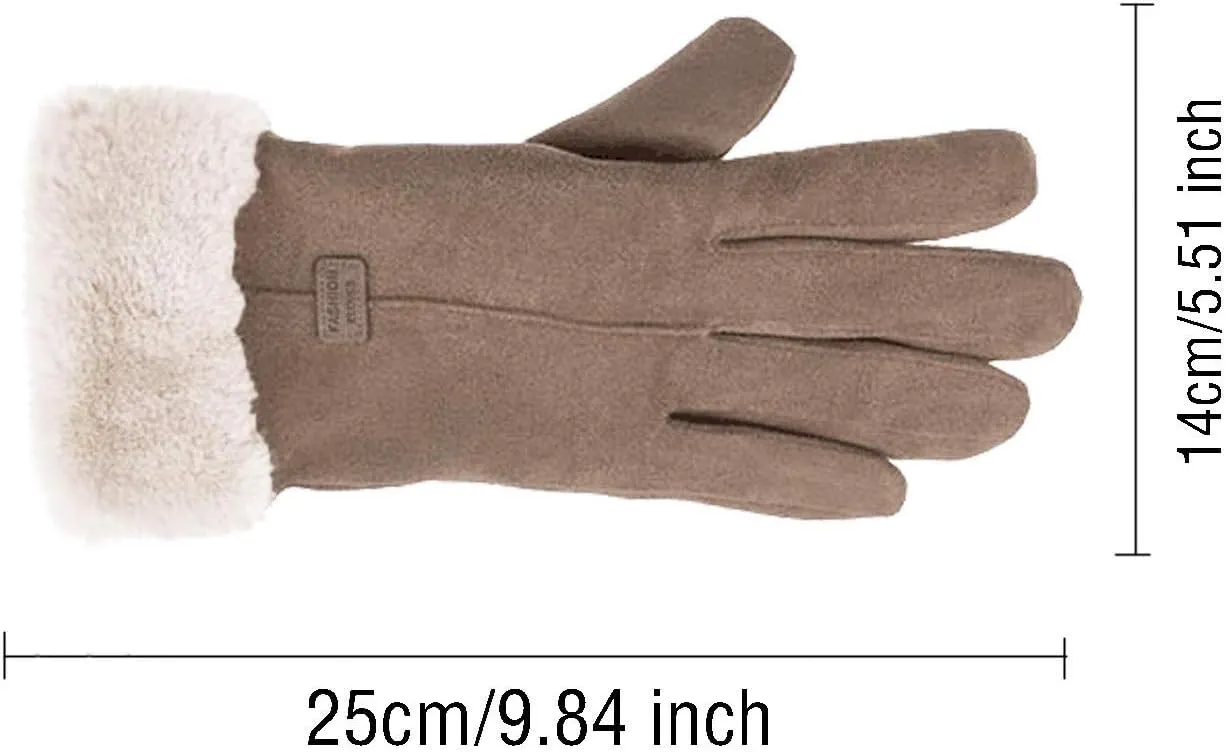 Winter Cotton Gloves for Women, Fleece Lined Warm Gloves, Touchscreen Texting Thick Thermal Snow Driving Gloves