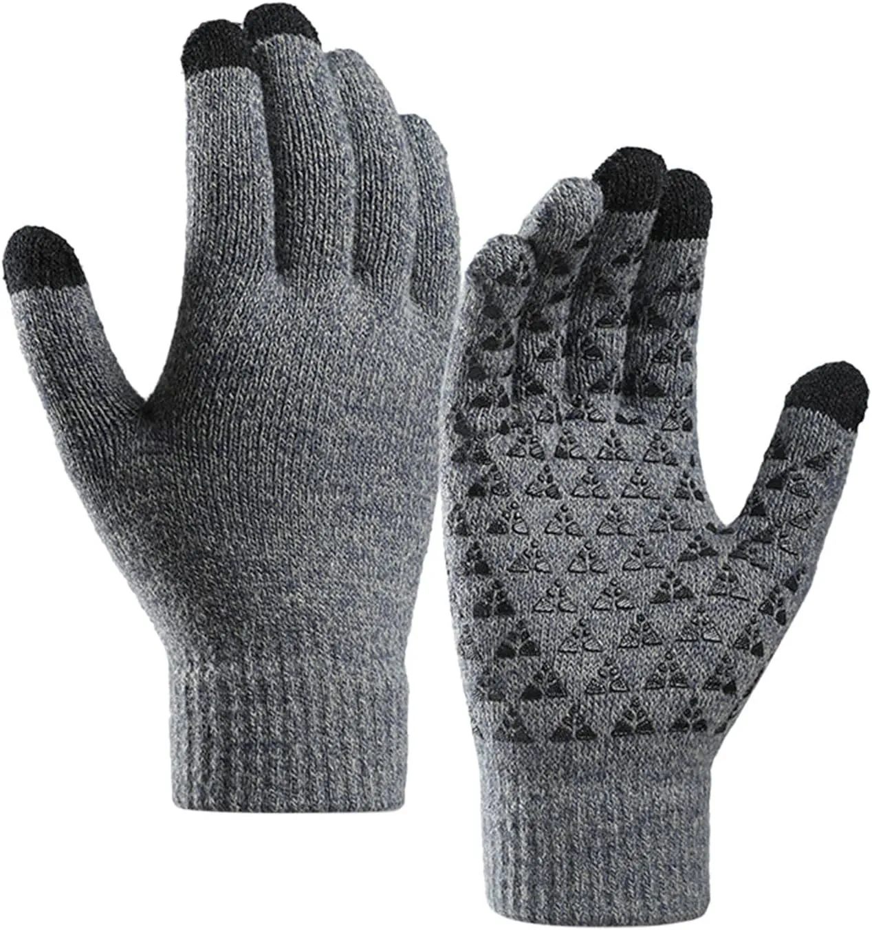 Winter Gloves Men,Full Fingers Touch Screen Thermal Knit Lining Warming Gloves for Kids Cold Weather Hiking Driving