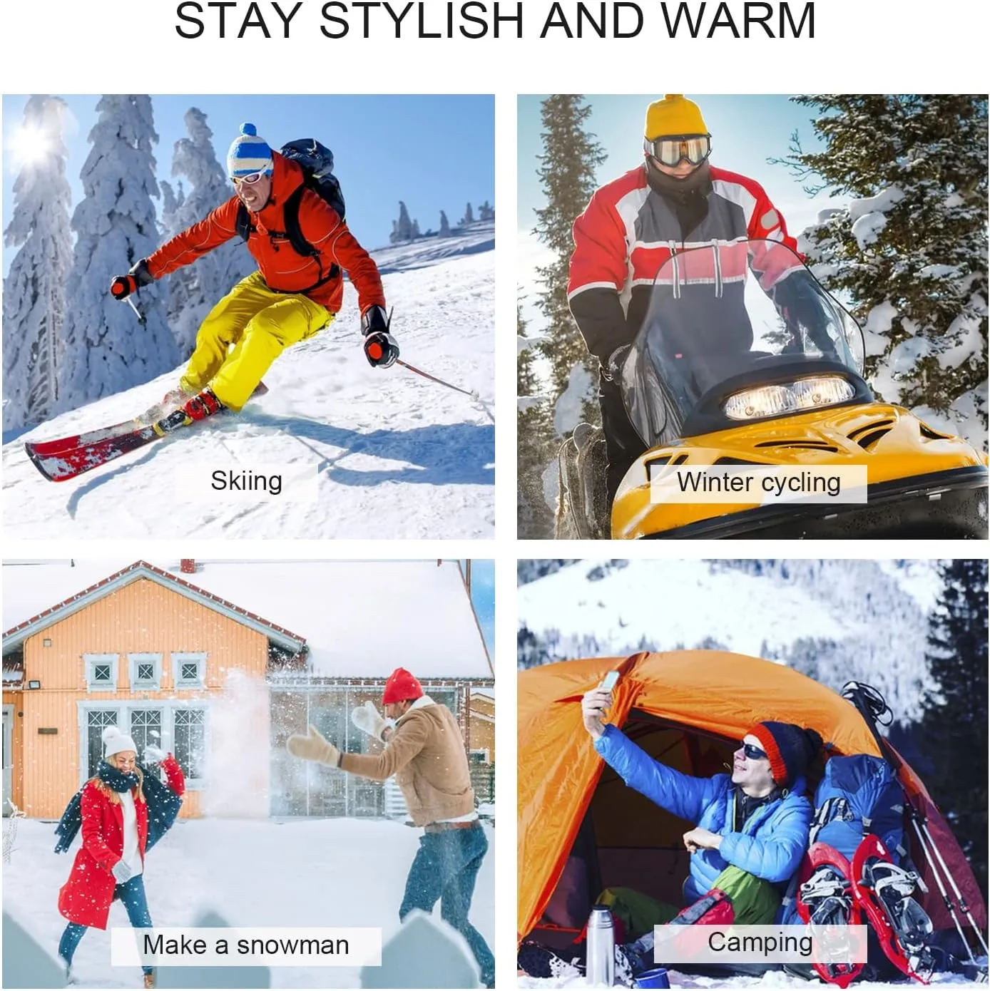 Winter Scarf Hat Glove Set Rhombus Knitted Beanie Hat with Pom Pom Long Scarf Touch Screen Gloves Warm Soft Wool