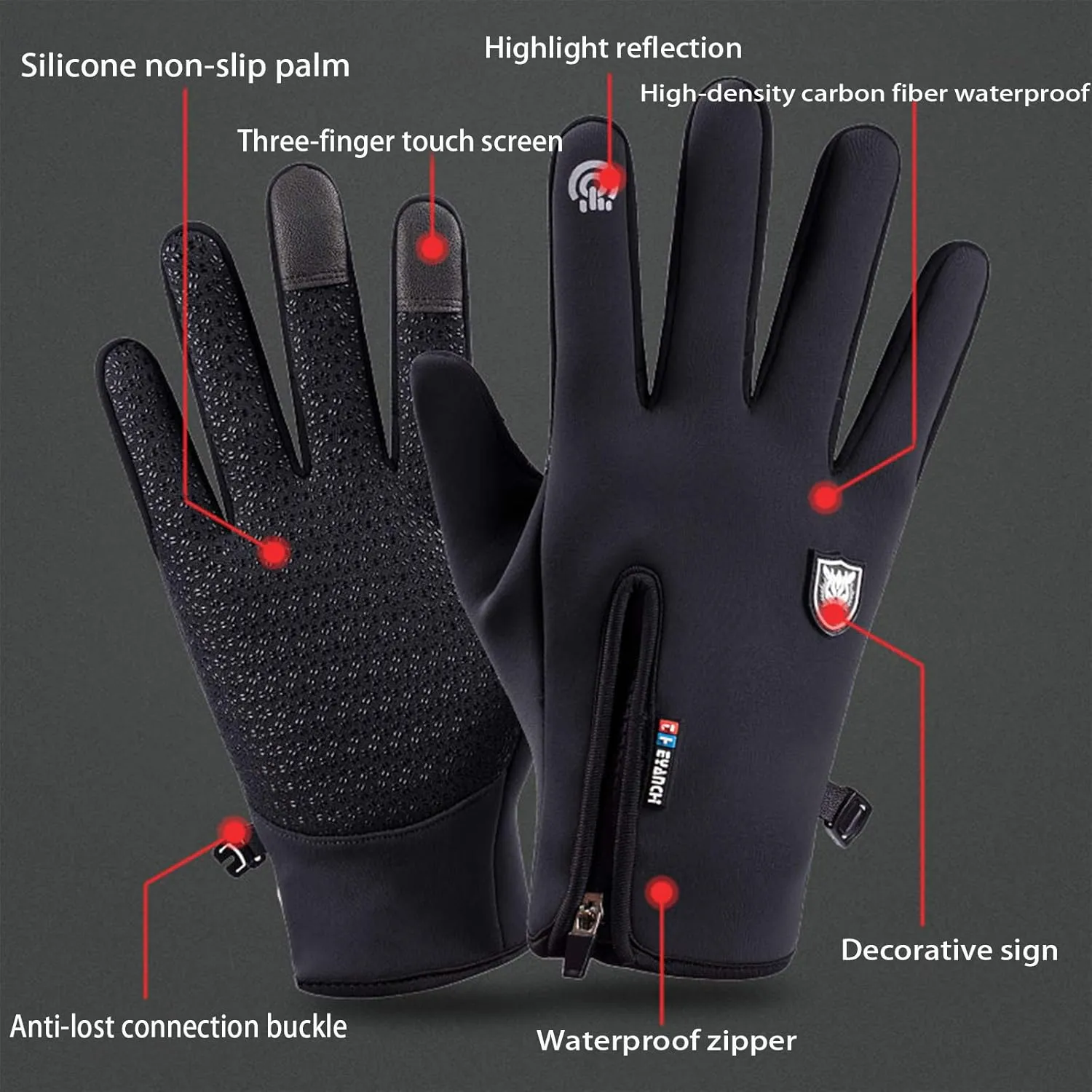 Winter Warm Gloves Men Women Cycling Wkiing Windproof and Waterproof Pu Leather Touchscreen Cold Weather Driving Gloves