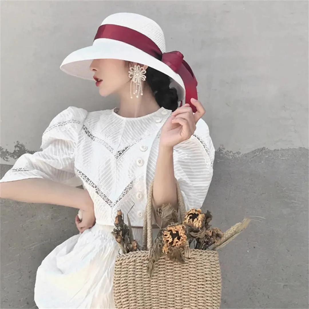 Women Summer Hat Sun Hat Folding Beach Hat Big Brim Travel Sunscreen Sun Hat