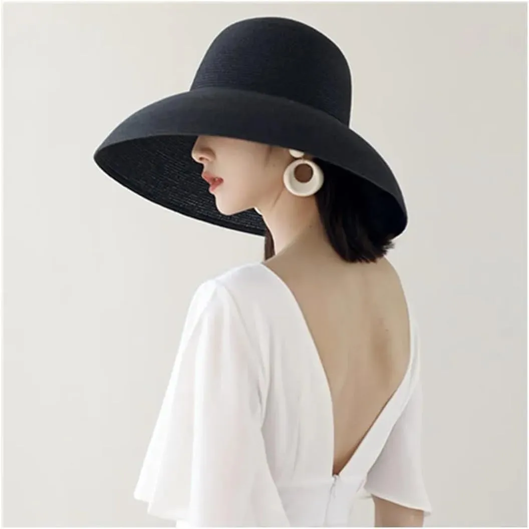 Women Summer Hat Sun Hat Folding Beach Hat Big Brim Travel Sunscreen Sun Hat