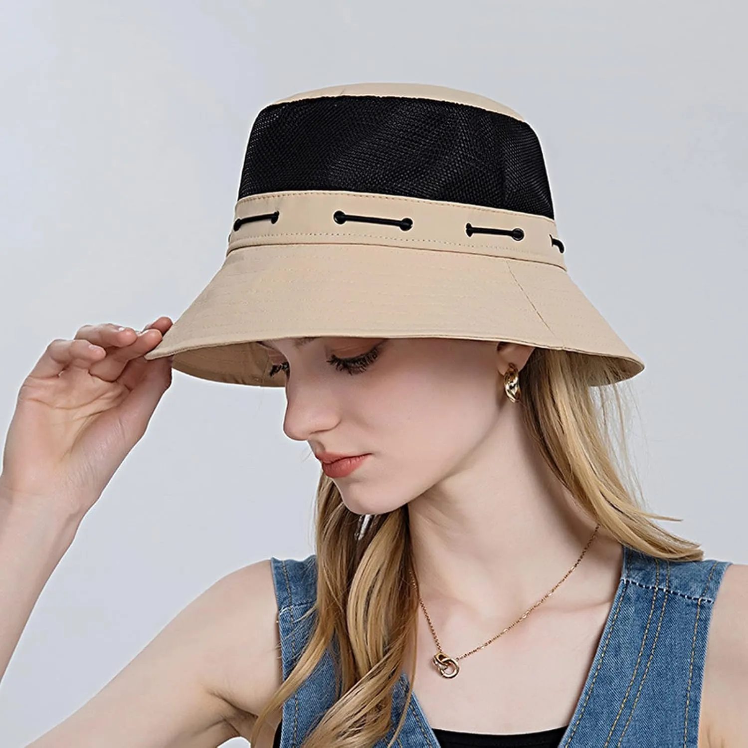 Women Sun Hat Wide Brim Protection Beach Hat Adjustable Bucket Hat Summer Hats Dark Bucket Hats for Men