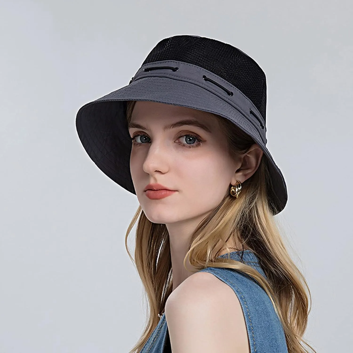 Women Sun Hat Wide Brim Protection Beach Hat Adjustable Bucket Hat Summer Hats Dark Bucket Hats for Men