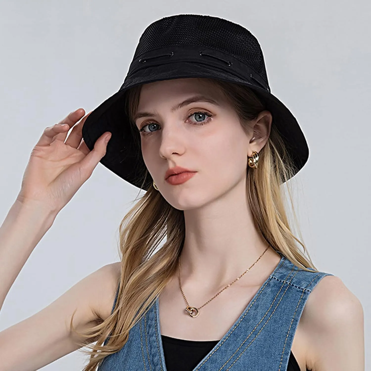 Women Sun Hat Wide Brim Protection Beach Hat Adjustable Bucket Hat Summer Hats Dark Bucket Hats for Men