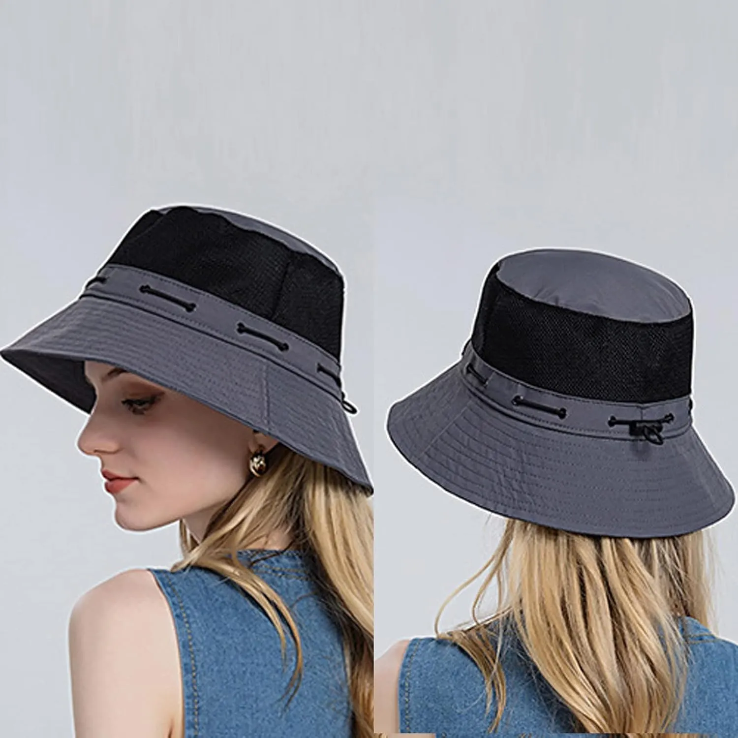 Women Sun Hat Wide Brim Protection Beach Hat Adjustable Bucket Hat Summer Hats Dark Bucket Hats for Men